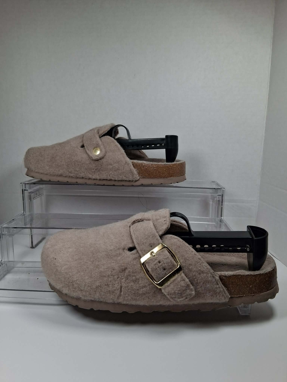 Cushionaire Beige Solid Buckle Slip-On Clog Sandals 100% Cotton Upper Women's 6